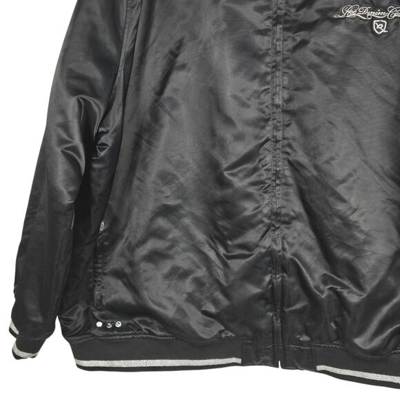 Rocawear Jacket Mens 6XL Black Satin Quilted Bomber Embroidered Big & Tall - Picture 5 of 15